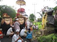 Upacara Melis - ceremony at the end of the Saka-year) with holy Barong at Singapadu