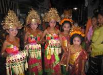 temple Festival in our village - fourth girl from left is Made Ayu Aprian - she grew up in our house - her mother - Ketut Cess (in pink) was our good fairy)